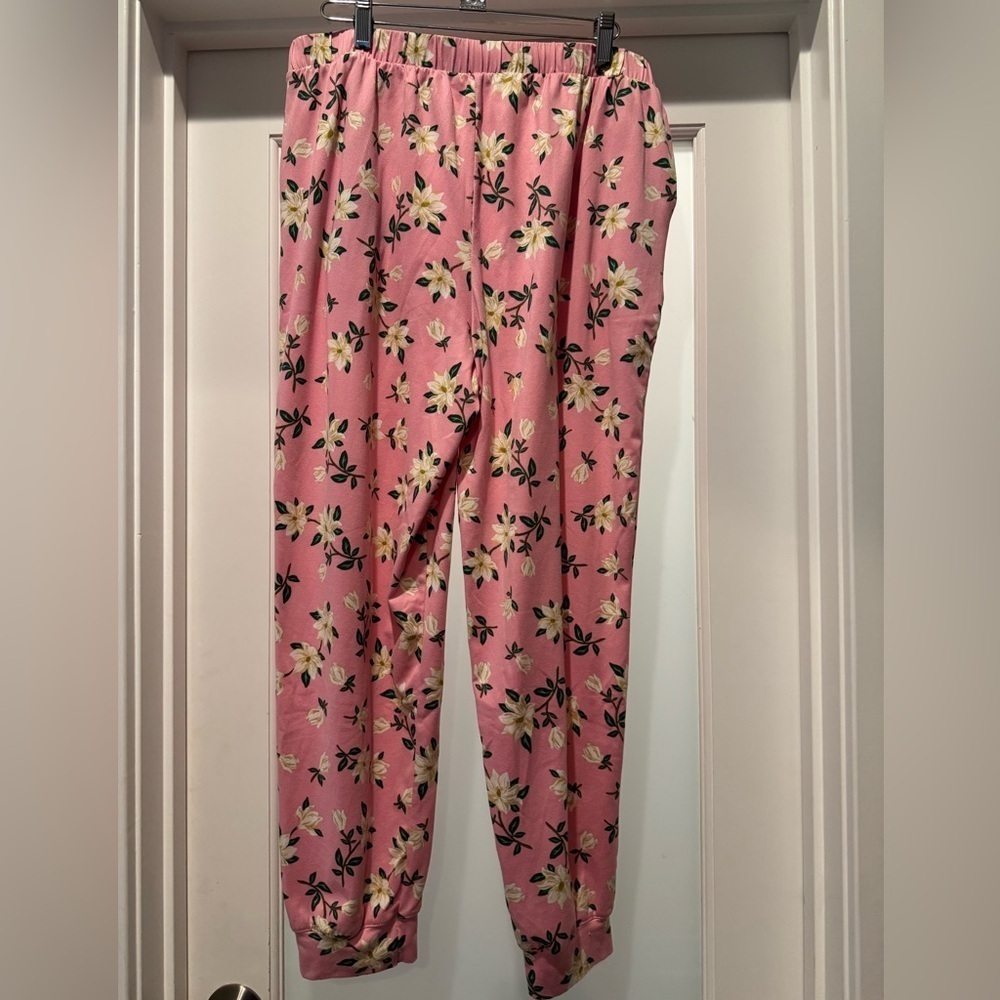 DRAPER JAMES Floral Pink Jogger Pants Size L Cottagecore Leisure Comfy Soft - Picture 8 of 15